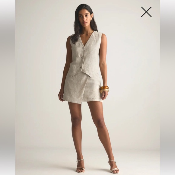 Quince European Linen High Rise Skort Flax Beige Side Zipper Size 2 Minimalist - Picture 13 of 14